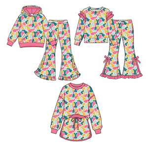 Conjunto de Ropa Casual Ecológica con Estampado de Camuflaje de Conejito de Pascua para Bebés Niñas, Top de Manga Corta con Volantes y Pantalones Acampanados - Product Image 1