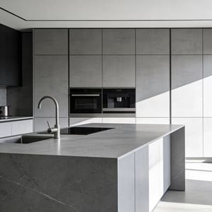Isla de <span class=keywords><strong>Cocina</strong></span> Móvil Prefabricada Minimalista Escandinava Moderna, Removible, con Fregadero, Tablero de Melamina de Roble Blanco y Vidrio - Product Image 6