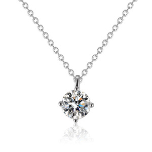 Ice Iced Out VVS Diamond <span class=keywords><strong>1</strong></span> Carat Classic Moissanite Cubic Zirconia Charm Colgante Cadena Joyería de moda Collares para mujeres - Product Image 1