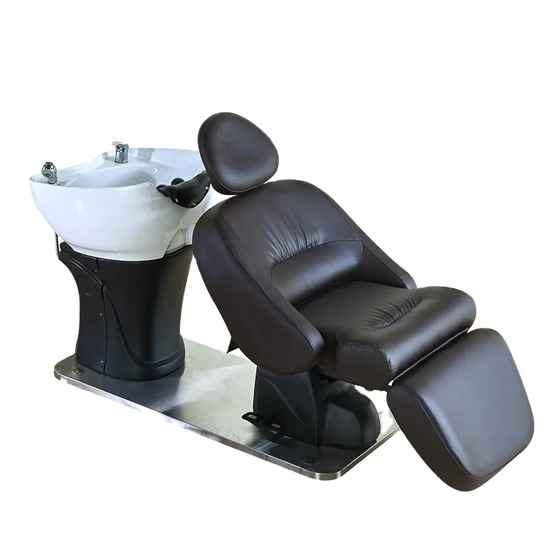 90 Degree Rotate Wear Resistant Leather Adjustable Electric 2 In 1 Beauty Shampoo Chair Japanese Head Spa Bed Equipment