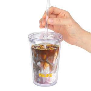 ถ้วยพลาสติกไร้สาร BPA ขนาด500มล. ใช้ซ้ำได้แก้วน้ำชาพร้อมหลอดถ้วยน้ำสำหรับเด็กและนักเรียน - Product Image 1