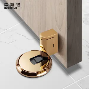 Luxury Gold Zinc Alloy punching and pasting two installation methods Mechanically structural Door Stopper For Wood Door