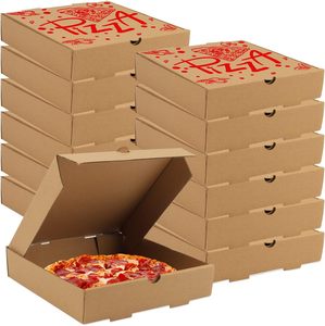 Boîte à pizza à emporter en gros d'usine 7 <span class=keywords><strong>8</strong></span> 9 10 12 14 pouces Boîte à pizza en carton ondulé Kraft personnalisée avec votre logo - Product Image 3