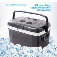 Réfrigérateur-congélateur de camping 12V pour voiture, 45L, efficacité énergétique, avec roues et poignée