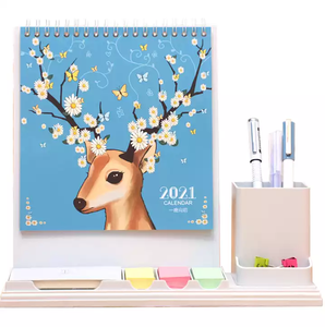 Promotion Multi Functional Desktop Calendar 2023-2024 Penholder Paper Desktop Calendar With Notepad