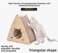 Katzen-Kratzbaum und Bett-Kombination, Vertikales Dreieckiges Design aus Spanplatte mit Austauschbarem Einsatz, Niedliches Design