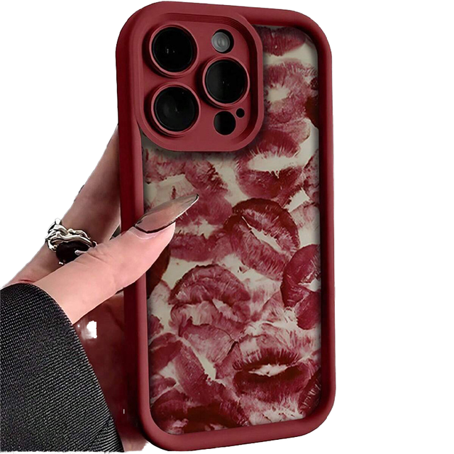 Cartoon Sexy Lipstick Lips Print TPU Phone Case for IPhone 17 16 15 14 13 12 11 Pro Max R-Colorful Shockproof Full Cover