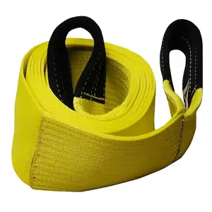 Racing Belt Recovery Tow Strap Con Eye Loops Y Manga Negra