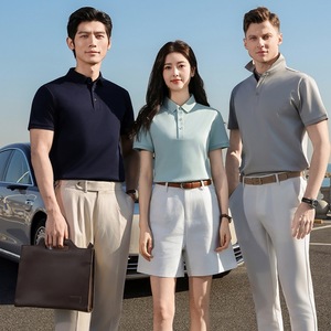 Polo promotionnel en coton 225g, trois épaisseurs, col classique, manches courtes, coupe ample, respirant, pour l'été, tenue de travail d'entreprise - Product Image 1