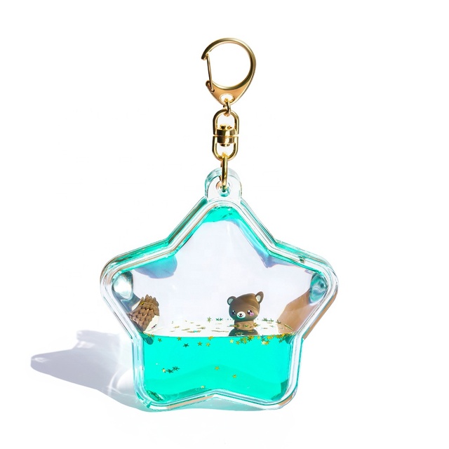 Acrylic Liquid Oil Water Floating Glitter Sequin Aqua Quicksand Floater Aquarium Lava Bubble Floaty Snow Globe Star Keychain