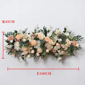 Wedding Event Decoration Dark Red Artificial Orchid Rose Floral Decor Round Flower Arch Backdrop