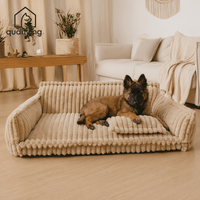 Coussin pour animaux de compagnie en velours côtelé rayé verticalement, doux et chaud, pour chien, chat, petit modèle