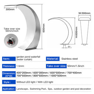 Cortina de Agua Curva para <span class=keywords><strong>Piscina</strong></span> de Acero Inoxidable 304ss con Cascada y Alta Calidad - Product Image 4