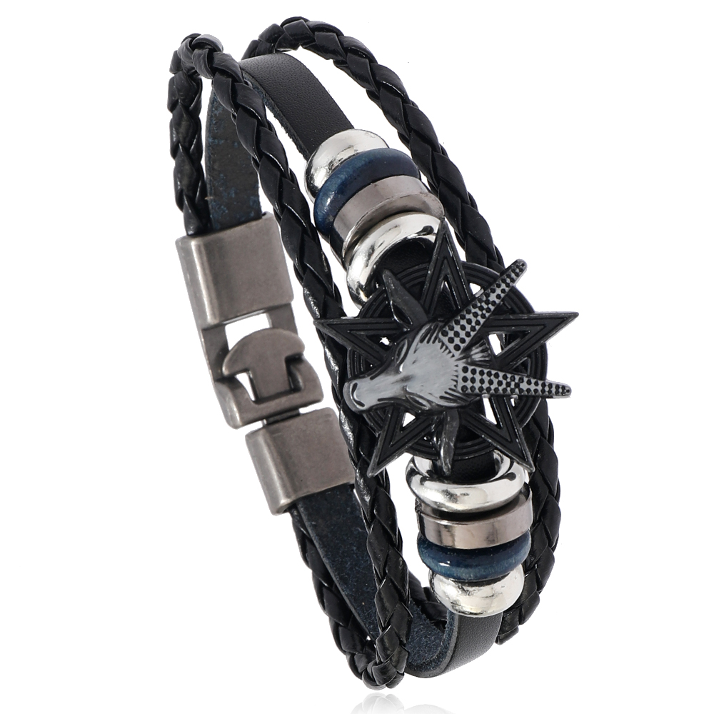 Nieuwe Mode Gothic Pentakel Ram Lederen Armband Persoonlijkheid Mannen Sieraden Halloween Armbanden