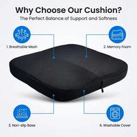 Coussin de siège ergonomique en mousse à mémoire de forme, maille 3D respirante, coussin orthopédique pour chaise, soulagement des douleurs au coccyx, tapis de siège pour le bureau