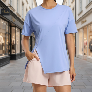 Camiseta Deportiva de Manga Corta, Holgada, Ligera, Transpirable, de Secado Rápido, de Malla Elástica/Poliéster, para Correr, Gimnasio, Yoga - Product Image 3