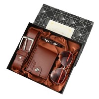 Set Hadiah Kertas Minimalis Modern Pria: Sabuk, Dompet, Parfum, Gantungan Kunci, Pulpen, Jam Tangan Quartz - Kemewahan Praktis untuk Tahun Baru dan Wisuda
