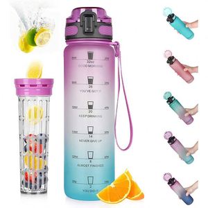 Botellas Motivacionales de 32 oz con Marcador de Tiempo para Beber, Botella de Agua de Tritán Libre de BPA - Product Image 1