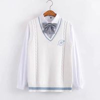 Gilet en tricot à col en V pour hommes et femmes, vêtements de couple, style universitaire, broderie d'une flèche perçant le cœur