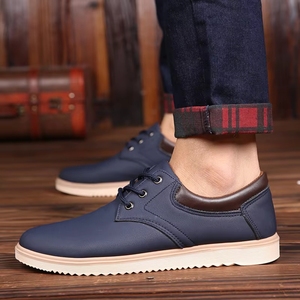 Zapatos de Hombre para Caminar con Cordones, Estilo Coreano, Otoño, a la Moda, con Parte Superior de PU de Color Sólido, Impermeables, Antideslizantes, que Aumentan la Altura - Product Image 2