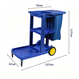 Carrito de Limpieza Multiusos para Conserjería, Carro de Limpieza Comercial con Soporte para Bolsas de Basura, Cubos Desmontables y Estante de Almacenamiento - Product Image 5