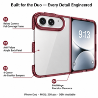 Coque de téléphone pliable pour iPhone Duo, dos transparent anti-jaunissement en acrylique, cadre souple en TPU, coque rigide en PC, impression de logo personnalisée, protection des coins, OEM