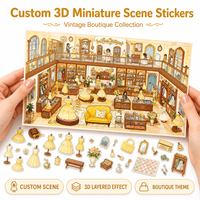 Autocollants de scène miniature 3D pour boutique de vêtements personnalisés avec mannequin et armoire pour adultes et enfants – Qualité supérieure