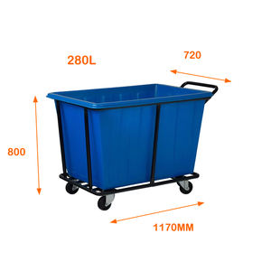 Duurzame Blauwe Frp <span class=keywords><strong>Plastic</strong></span> Waswagen Wagen Commerciële Vracht & Opslagapparatuur Voor Reiniging & Organisatie - Product Image 3
