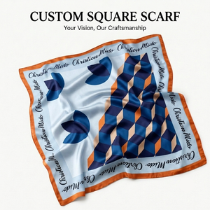 Fabricant OEM d'écharpes en soie sur mesure, écharpe carrée 100% soie de mûrier, impression de logo personnalisée, service d'étiquetage privé - Product Image 1