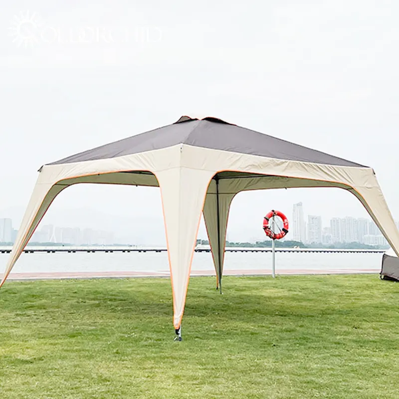 Lona para acampar al aire libre, toldo de tienda portátil impermeable para personas grandes, a prueba de lluvia y sol, a prueba de UV