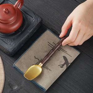 Ebony Alloy <b>Tea</b> Spoon With Bamboo Handle Heat Resistant For Kung Fu <b>Tea</b> <b>Set</b> - Product Image 3