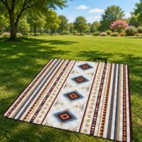 Tapis de pique-nique extérieur géométrique bohème aztèque, imperméable, pliable, pour le camping et la plage