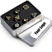 Faible MOQ, logo personnalisé gravé, dés polyédriques creux en alliage de zinc, 7 pièces, nouveau design, vente en gros en usine pour D&D RPG