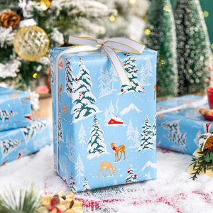 Rollo de papel de regalo navideño azul de 17 pulgadas x 32.8 pies, doble cara, ecológico, para regalos de Navidad y Año Nuevo. - Product Image 3