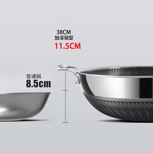 DSFOM-Batterie de cuisine en nid d'abeille en <span class=keywords><strong>acier</strong></span> inoxydable 5103, grande capacité 36 38 40 42cm, <span class=keywords><strong>Wok</strong></span> à deux oreilles 316 - Product Image 5