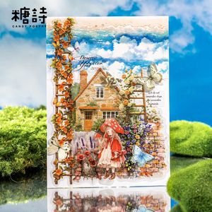 Tangshi PET tinta blanca tira larga pegatina paquete una serie de estilo InS escalera de flores planificadores de mano para paisaje de bricolaje - Product Image 4