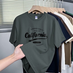 T-shirt <span class=keywords><strong>da</strong></span> uomo casual <span class=keywords><strong>a</strong></span> maniche corte girocollo in cotone pettinato puro stile americano Acme <span class=keywords><strong>M</strong></span> T 1 200g, vestibilità aderente, stampa trendy - Product Image 1