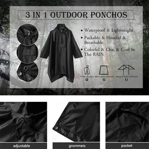 New 3 in 1 Modern Outdoor Waterproof for Camping Multifunction Lightweight Large Rainwear for Hiking & Travel - Product Image 5