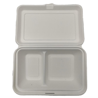 9x6 pouces 850ml 2 compartiments Bagasse Clamshell 100% biodégradable dans les 90 jours étanche à l'huile