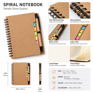 Cuaderno espiral personalizado con bolígrafo y notas adhesivas, regalo promocional, agenda, planificador para oficina, escuela, eventos empresariales, impresión de logotipo - Product Image 3
