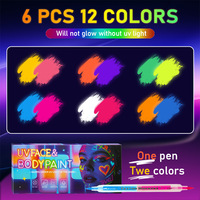 Marqueurs double-tête 12 couleurs pour usage quotidien, s'encre sans dégager de trace, séchage rapide, imprimés UV, pointe souple pour peinture corporelle