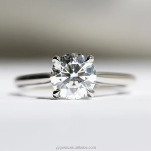 Juego de puntas Super blanco brillante redondo 1ct <span class=keywords><strong>Moissanite</strong></span> 14K gramo oro precio anillo de bodas joyería de mujer - Product Image 5