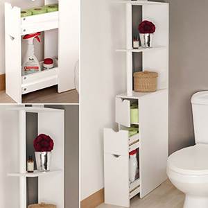 <span class=keywords><strong>Meuble</strong></span> de salle de bain de couleur blanche, étagère de rangement au-dessus des toilettes, armoire de salle de bain - Product Image 5