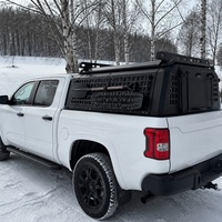 Capot de camionnette en aluminium noir mat avec système Molle, aile de mouette, porte latérale et rail de toit pour benne de pick-up