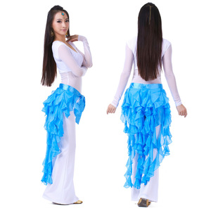 Dpw328 Faldas de danza del vientre azul real Oriental Doble abertura alta Traje de danza del vientre Falda para mujer vestido de actuación - Product Image 1