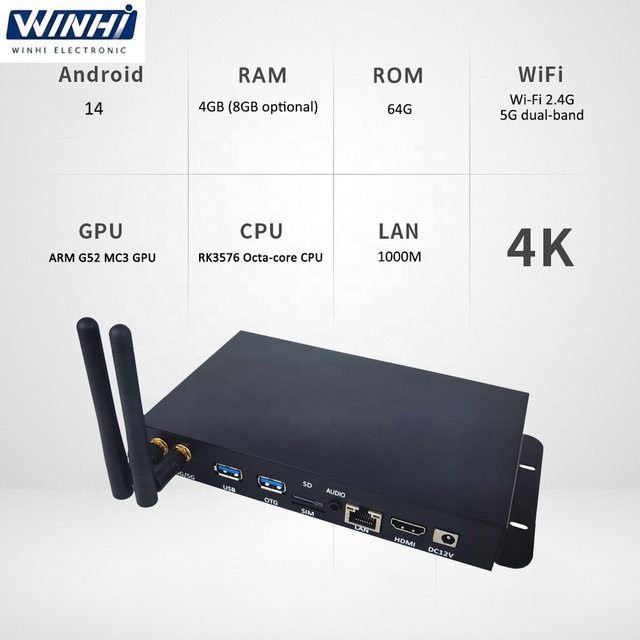 RK3576 RK3566 4K UHD HD-MI OUT 4G Module USB3.0 Intelligent 2.4G+5G Dual-band WIFI Android14  LCD Digital Signage Player Box