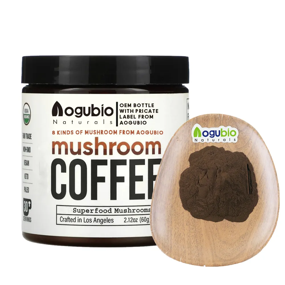 Organic instant Arabica coffee powder with Reishi mushroom chaga mushroom Lion's mane mushroom extract powder