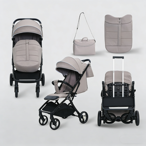 Poussette bébé multifonctionnelle portable avec barre de traction, inclinable pour les nouveau-nés, pliable d'une seule main. - Product Image 2