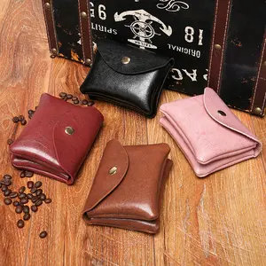 Wholesale Ladies Vintage Double Zipper Flap Handbags Coin Purses Portable Small Tech Bags Men Leather Wallet