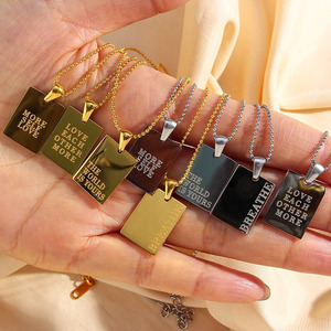 Accessori moda da donna in acciaio inossidabile placcato oro collana con Tag quadrata con citazione ispiratrice gioielli pendenti - Product Image 3